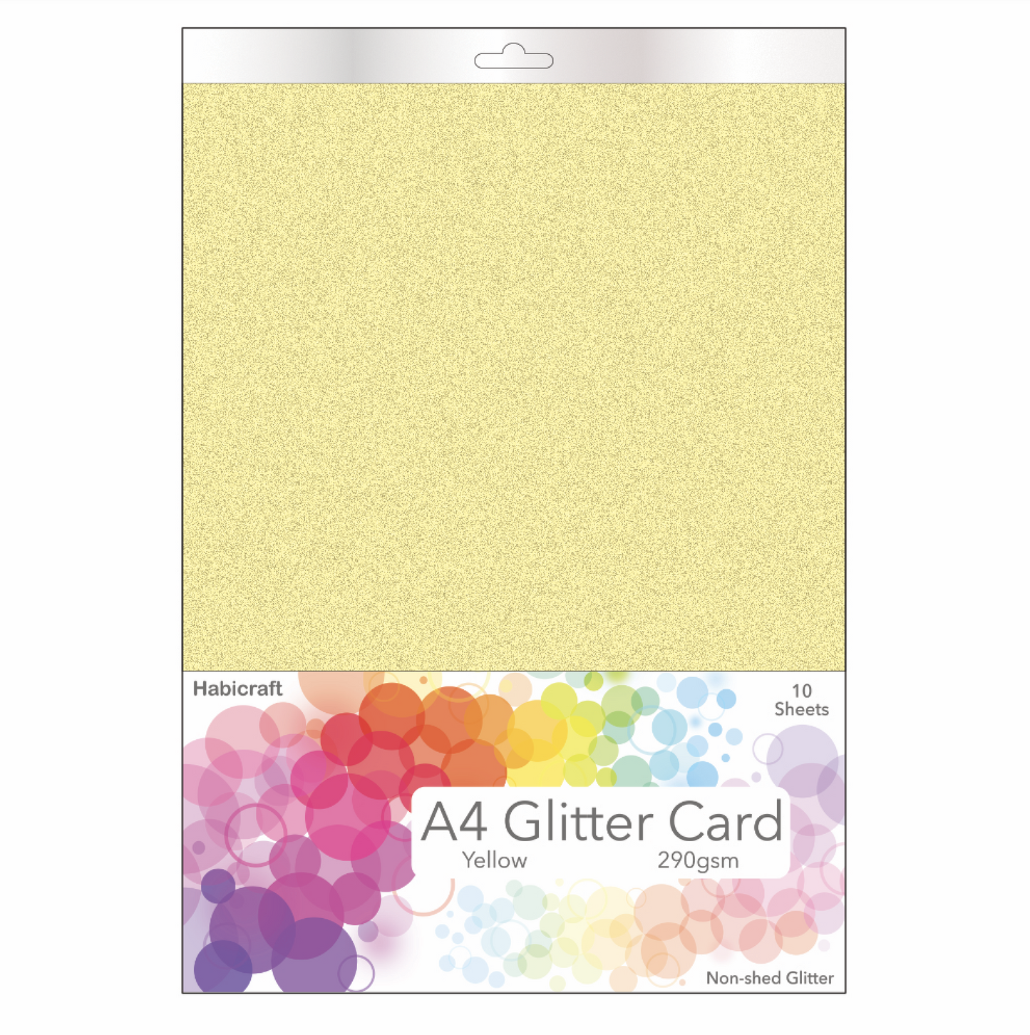 Habicraft / 10 Sheets / A4 Yellow Non-Shed Glitter Card 290gsm (HGC16) Wholesale