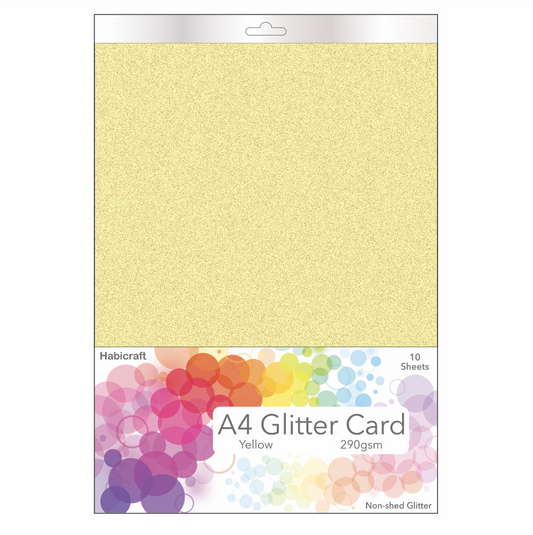 Habicraft / 10 Sheets / A4 Yellow Non-Shed Glitter Card 290gsm (HGC16) Wholesale