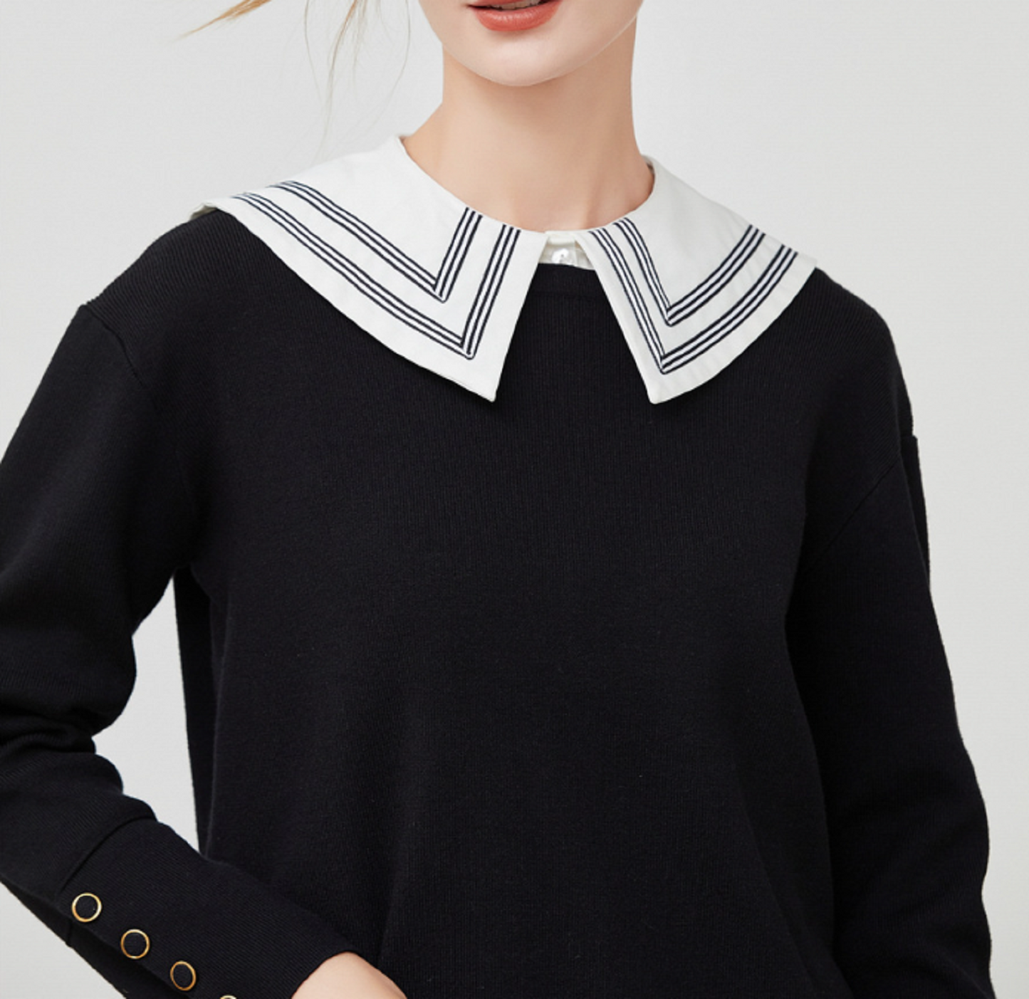 B2 / Off White, Black / Cotton Fake Collar, False Collar, Removable Collar