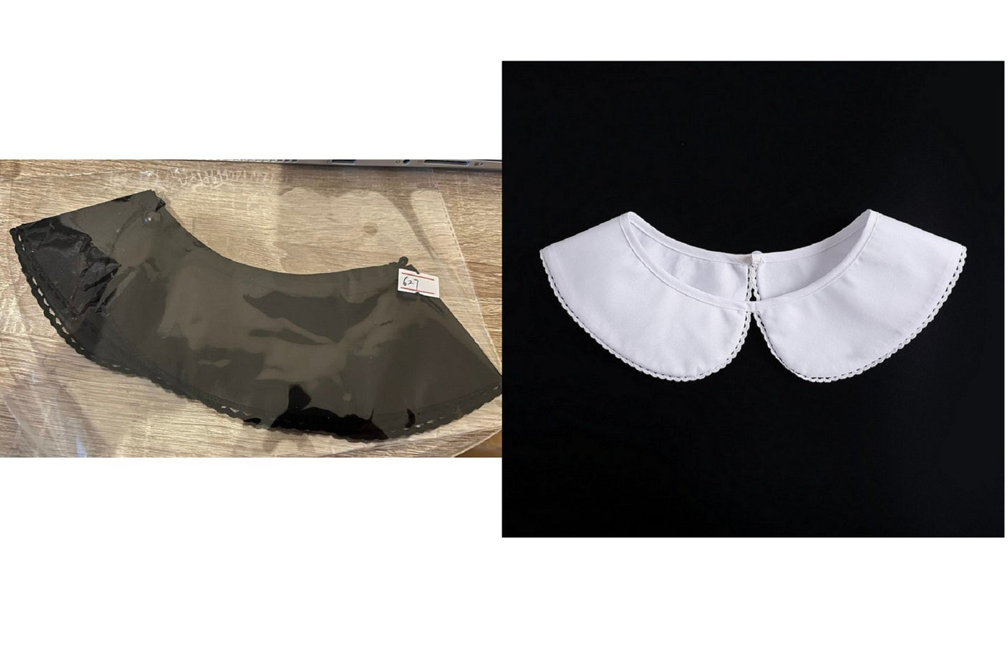 B627(K-small) / White, Black / Fake Lace Collar, False Collar, Removable Collar