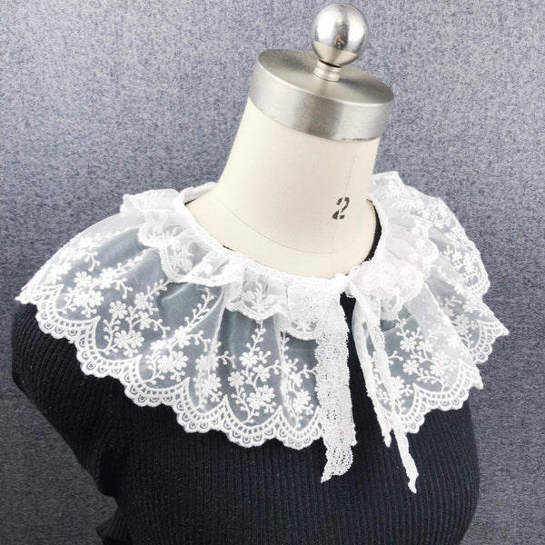 45cm, 52cm / Off White / Elegant Lace Fake Collar, False Collar, Removable Collar   B666(W)-small