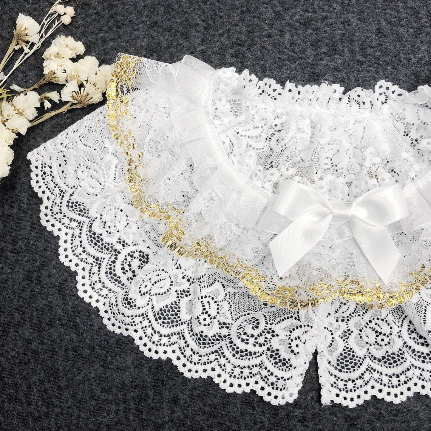 45cm, 52cm / Off White / Elegant Lace Fake Collar, False Collar, Removable Collar   B672(W)-small