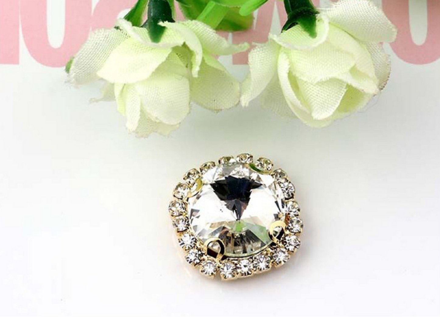 (S13ABS)  10 Pcs / 16mm / Silver Sew On Square Rhinestone