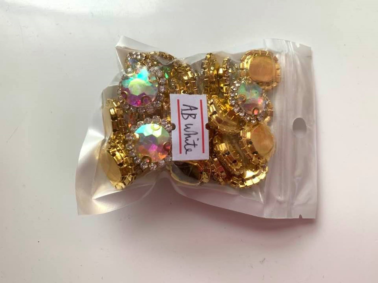 (S13G)  10 Pcs / 16mm, 18mm / Gold Sew On Square Rhinestone