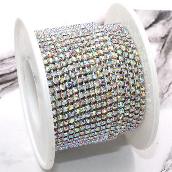 3 Meters / 4mm / Rhinestone Diamante Chain, DIY Crystal Trim C23