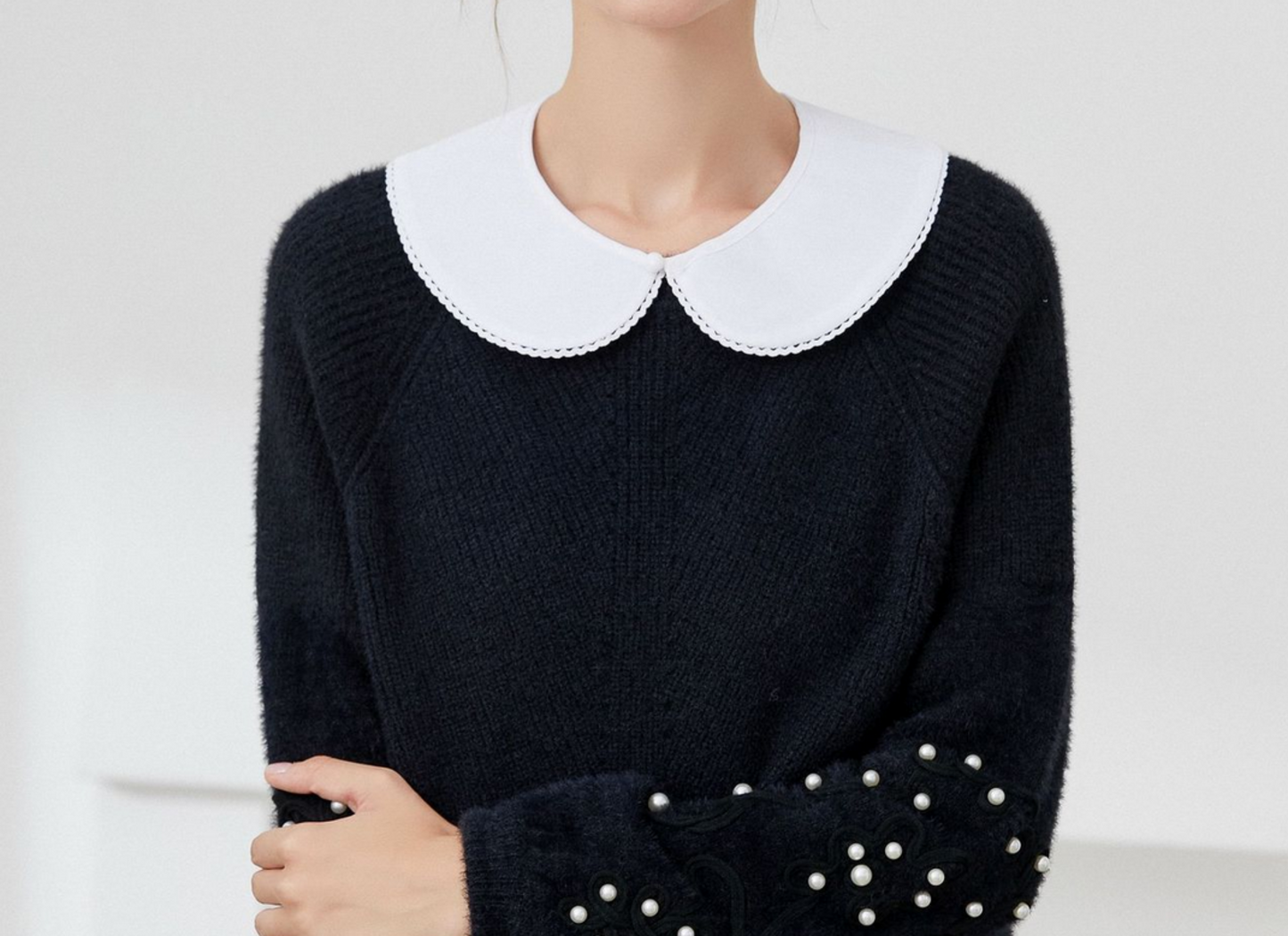 B627(K-small) / White, Black / Fake Lace Collar, False Collar, Removable Collar