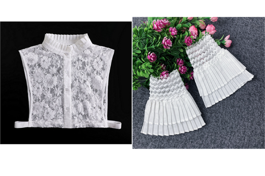 Off  White Lace Fake Collar, Removable Cuffs, False Collar, Removable Collar B633(K)
