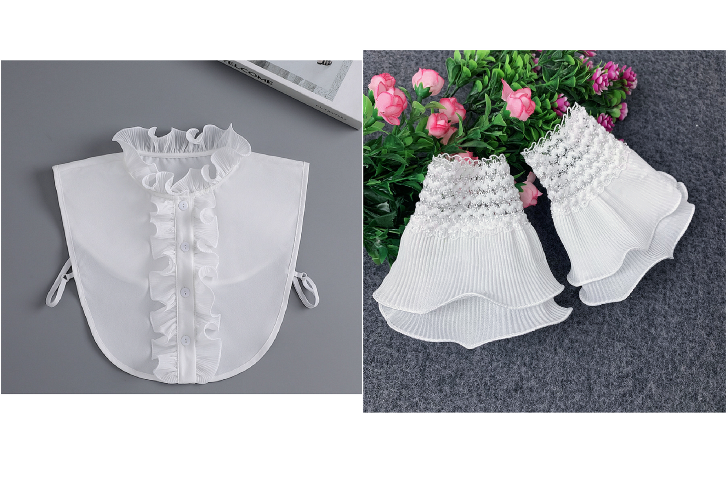 Off White Fake Collar, Wrist Cuffs, False Collar, Removable Collar B637(K)