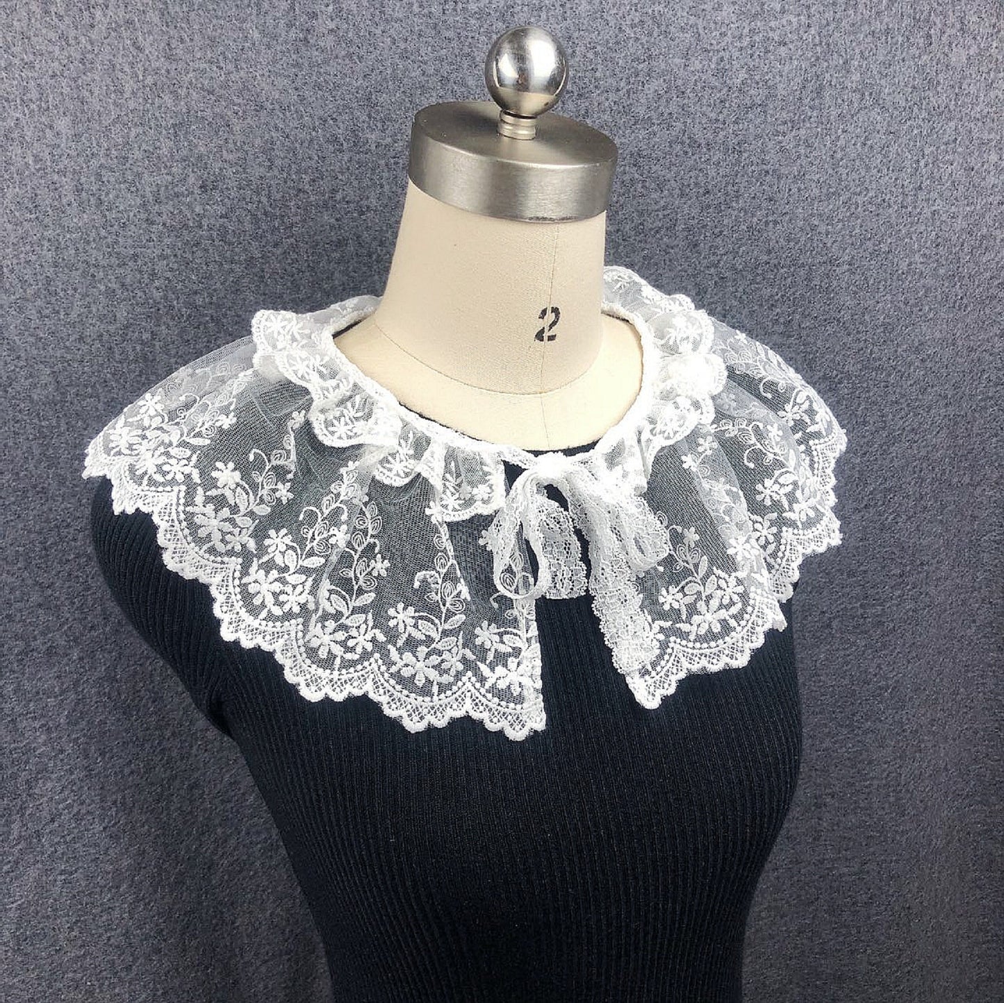 B652(W)-small / Off White / Elegant Lace Fake Collar, False Collar, Removable Collar