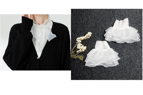 Off White / Fake Collar, Fake Wrist Cuffs, False Collar, Removable Collar B679(K)/SC059(W)