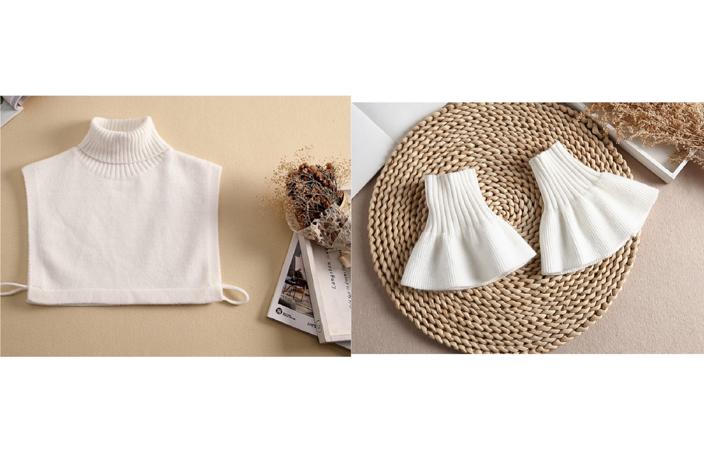 B680 / Removable Knit Fake Collar, False Collar, Removable Collar, Fake Sleeve Cuffs, False Wrist Cuffs, Removable Wrist Cuffs