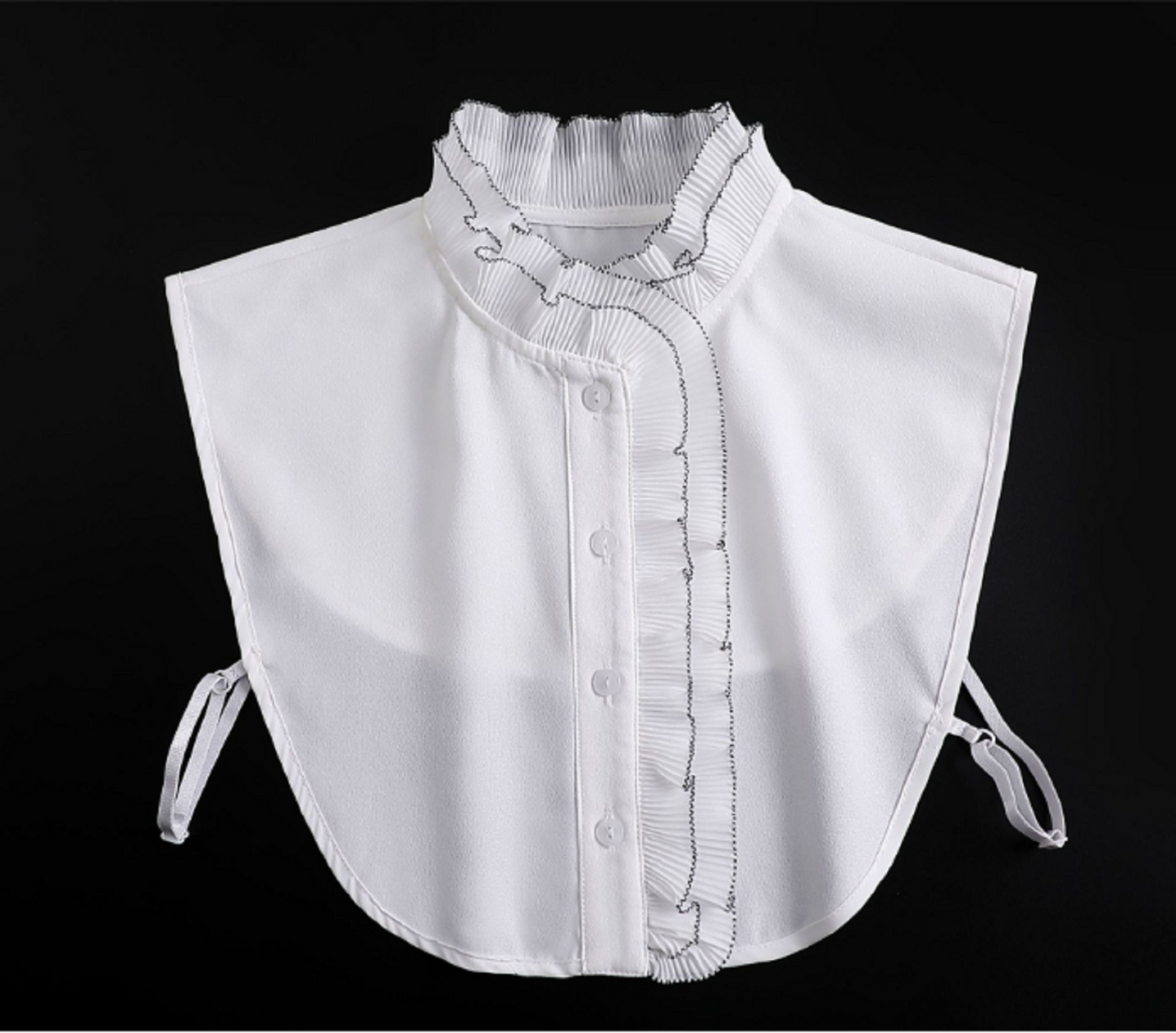 B681(K) Off White, Black / Chiffon Fake Collar, False Collar, Removable Collar