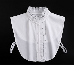 Off White, Black / Chiffon Fake Collar, False Collar, Removable Collar  B681(K)