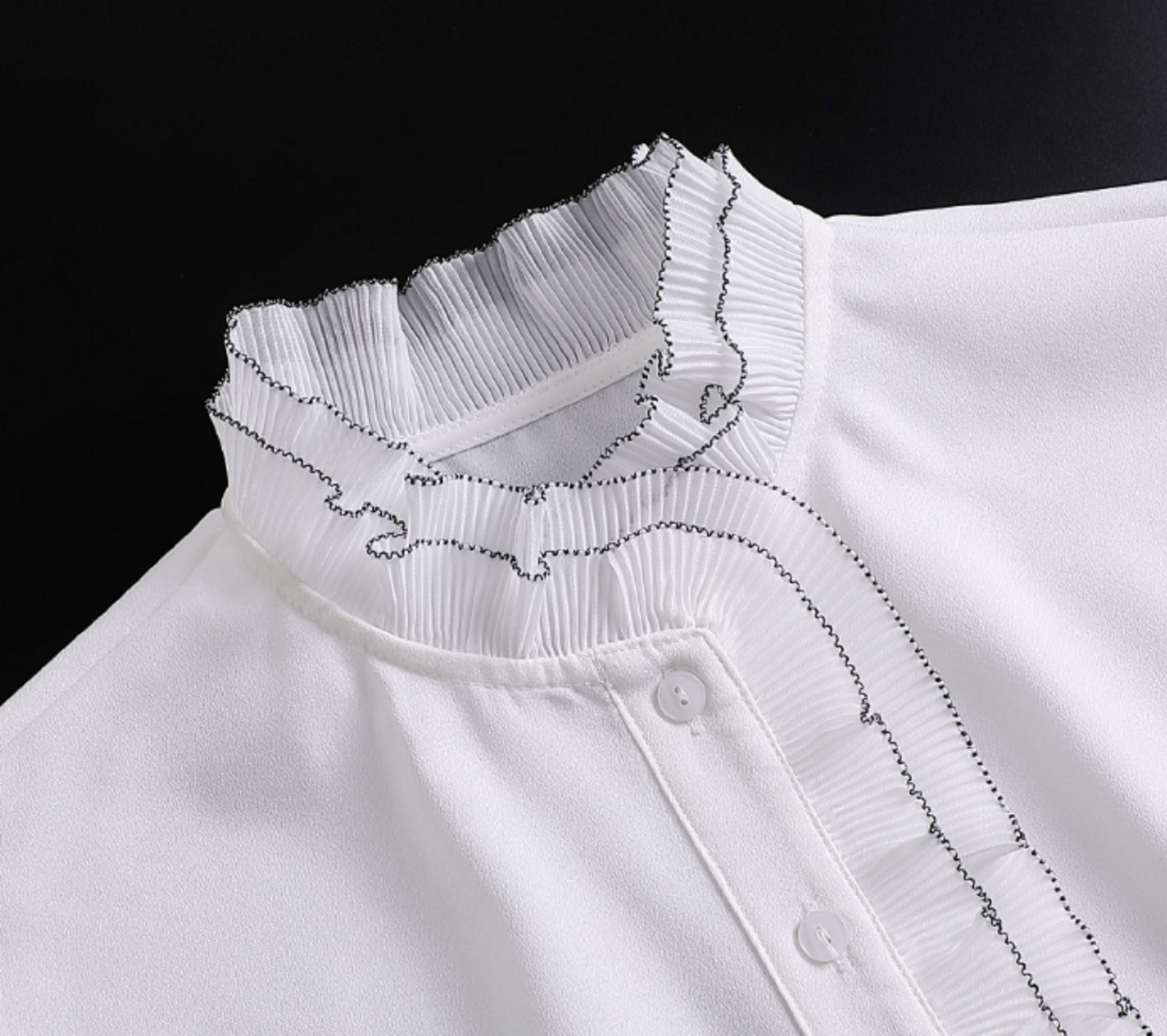 B681(K) Off White, Black / Chiffon Fake Collar, False Collar, Removable Collar
