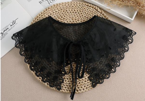 Off White, Black Fake Detachable Lace Collar, False Collar, Removable Collar   B688(K) small