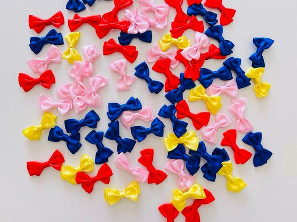 5cm x 2cm / 50 pieces Assorted Colours Mini Satin Bows BW001