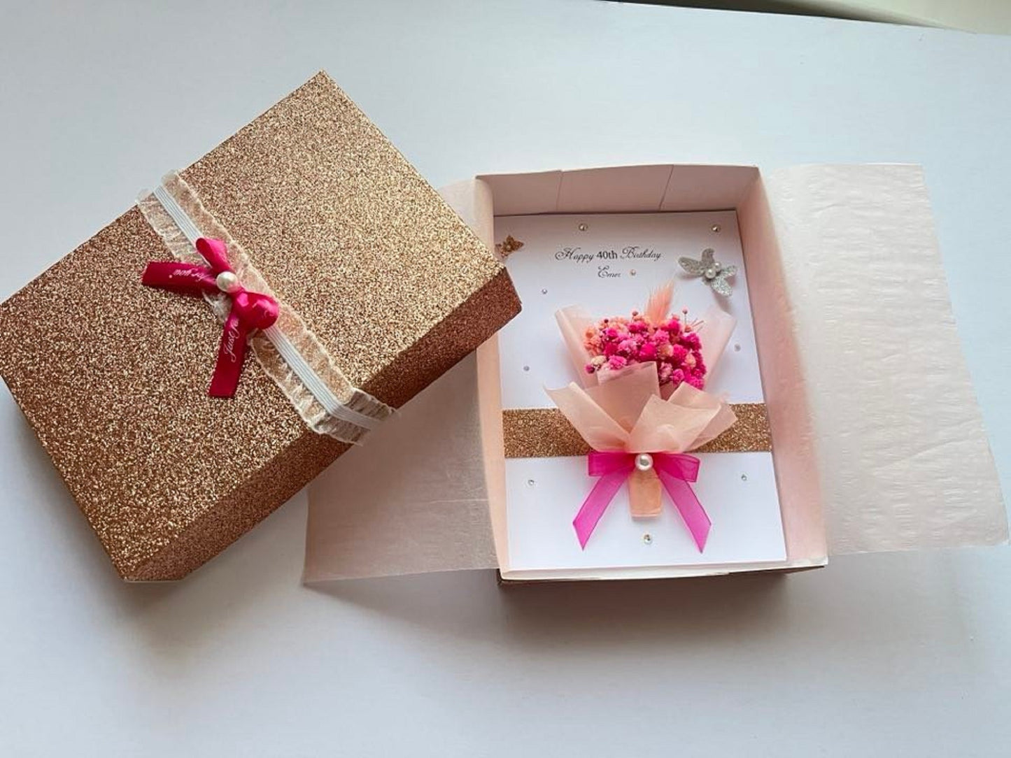 Handmade Personalised Baby Breath Flower Birthday Card C032