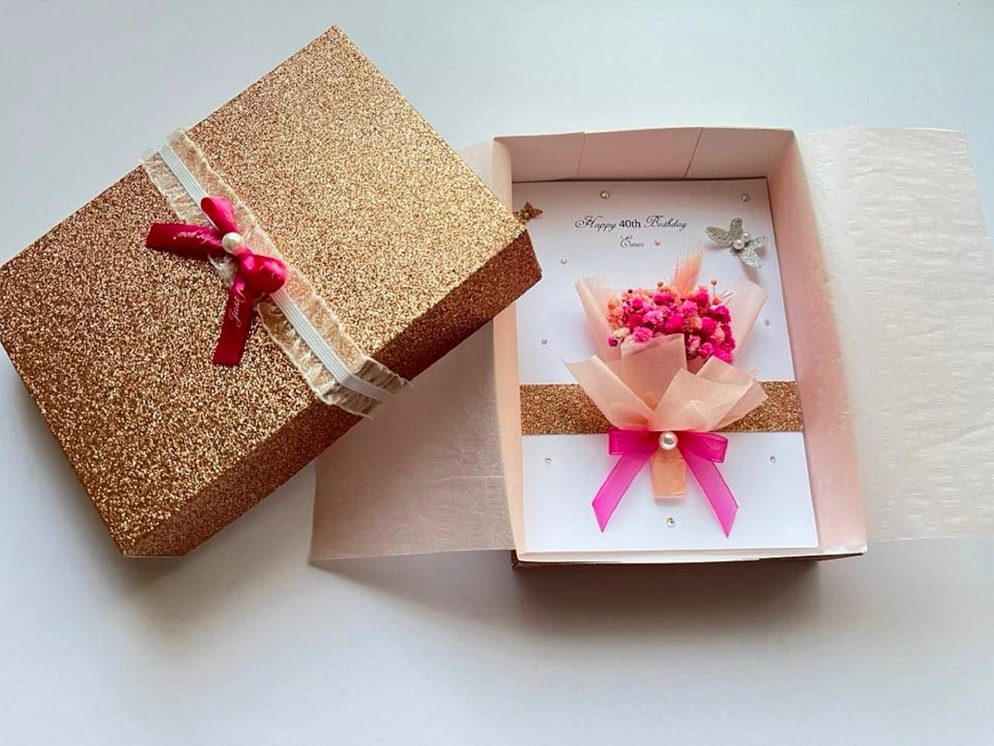 Handmade Personalised Baby Breath Flower Birthday Card C032