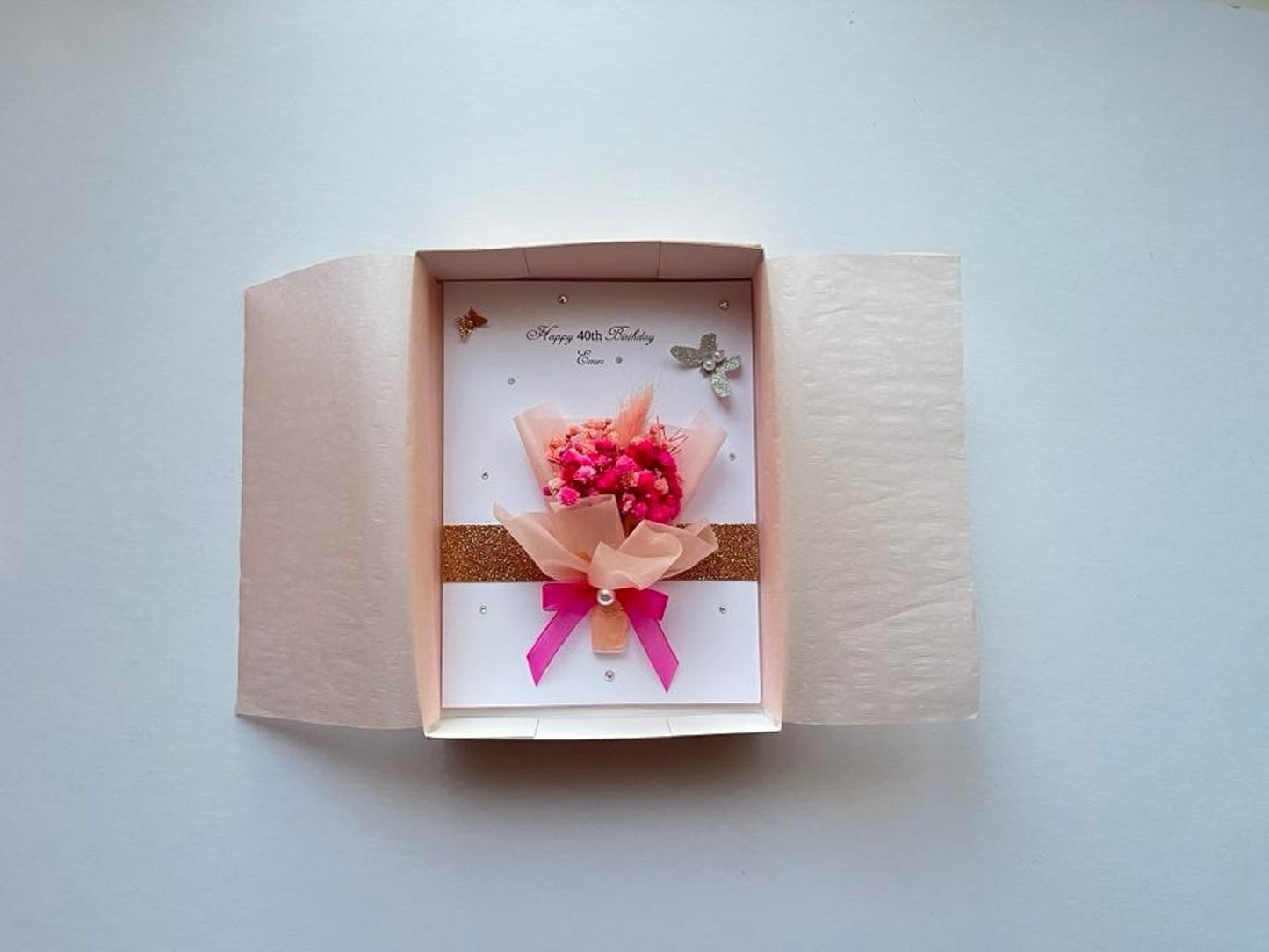 Handmade Personalised Baby Breath Flower Birthday Card C032