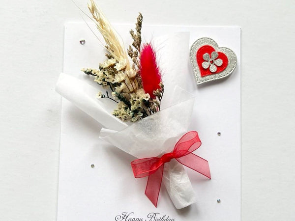 Luxury Handmade Preserved Dried Flower Birthday Card  C065