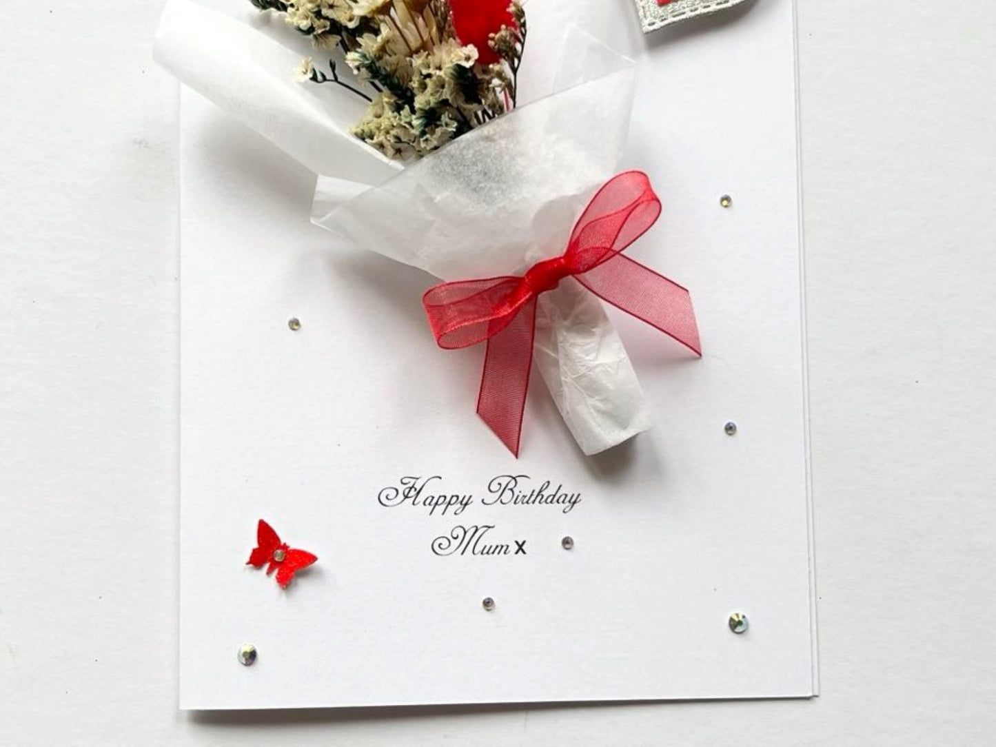 Luxury Handmade Preserved Dried Flower Birthday Card  C065