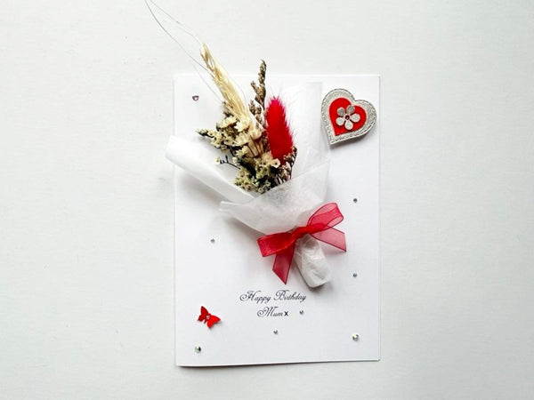 Luxury Handmade Preserved Dried Flower Birthday Card  C065