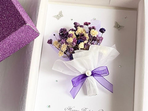 Handmade Personalised 3D Preserved Flower Card C083