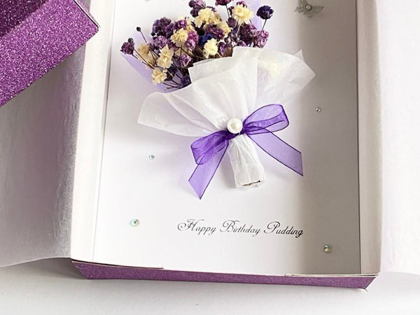 Handmade Personalised 3D Preserved Flower Card C083