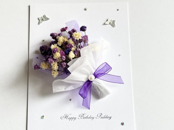 Handmade Personalised 3D Preserved Flower Card C083