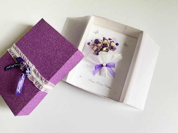 Handmade Personalised 3D Preserved Flower Card C083