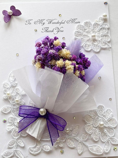 Handmade Personalised 3D Preserved Flower Card C085