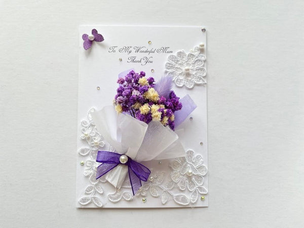 Handmade Personalised 3D Preserved Flower Card C085