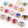 S17AB(G)  10 Pcs / 12mm, 14mm / Gold Colour Base Sew On Crystal Heart