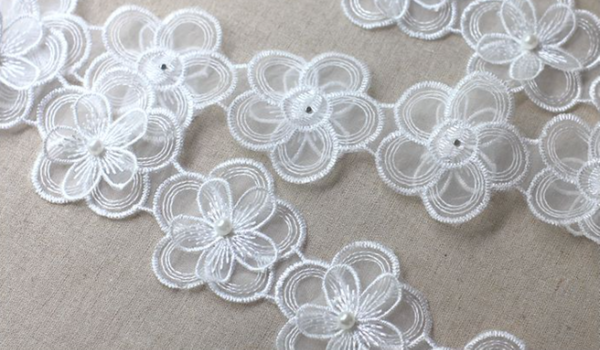 2 meters / Floral Lace Trim, Headband Lace   LF010