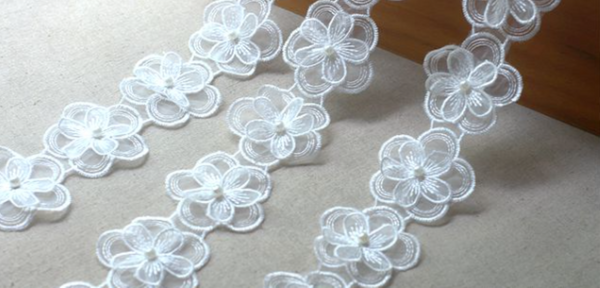 2 meters / Floral Lace Trim, Headband Lace   LF010