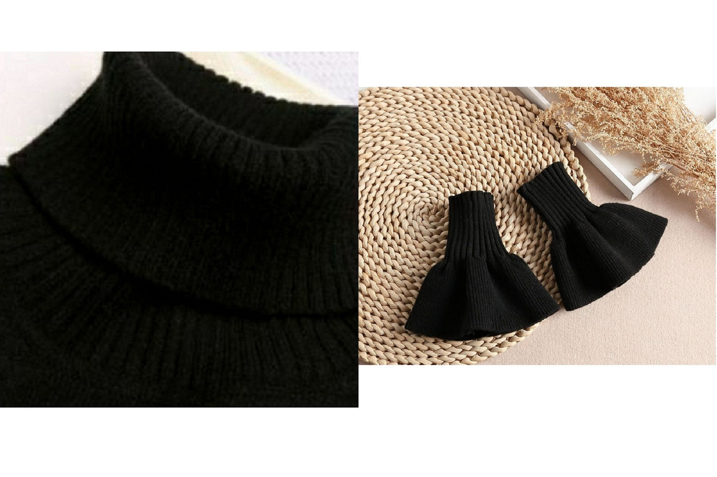 B680 / Removable Knit Fake Collar, False Collar, Removable Collar, Fake Sleeve Cuffs, False Wrist Cuffs, Removable Wrist Cuffs