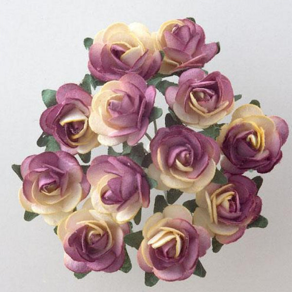 48 stems / 1.5cm / Mulberry Tea Rose Paper Flowers  SF100