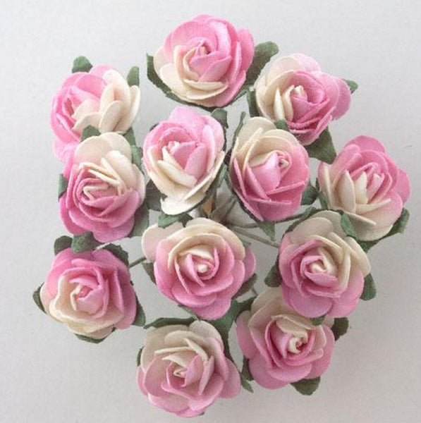 48 stems / 1.5cm / Mulberry Tea Rose Paper Flowers  SF100