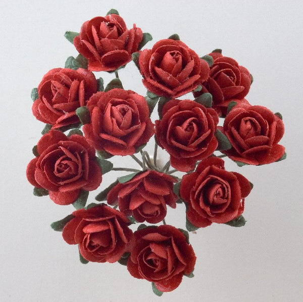 48 stems / 1.5cm / Mulberry Tea Rose Paper Flowers  SF100