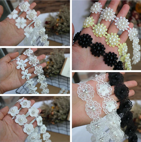 1 meter / Off White / Floral Lace Trim  LF017, LF018, LF019