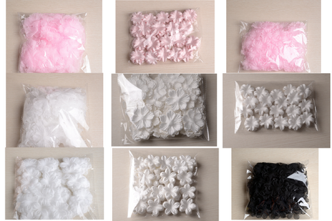 50 pcs / White / Organza, Silk / Fabric Flower Petals SF89