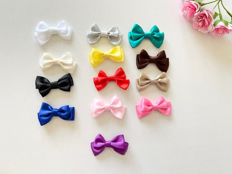 5cm x 2cm / 50 pieces Assorted Colours Mini Satin Bows BW001