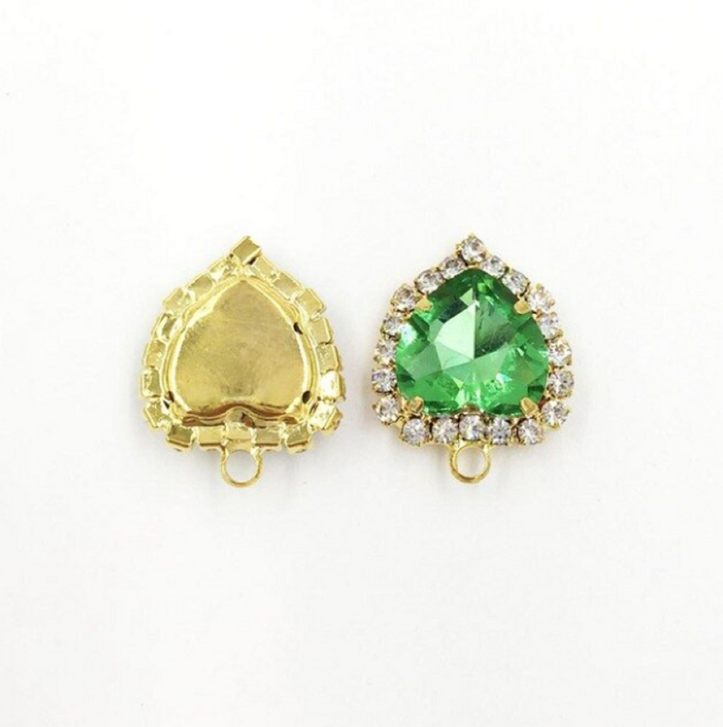(P040G)  10 pcs / 12mm, 14mm / Gold base Crystal Heart with Single Loop