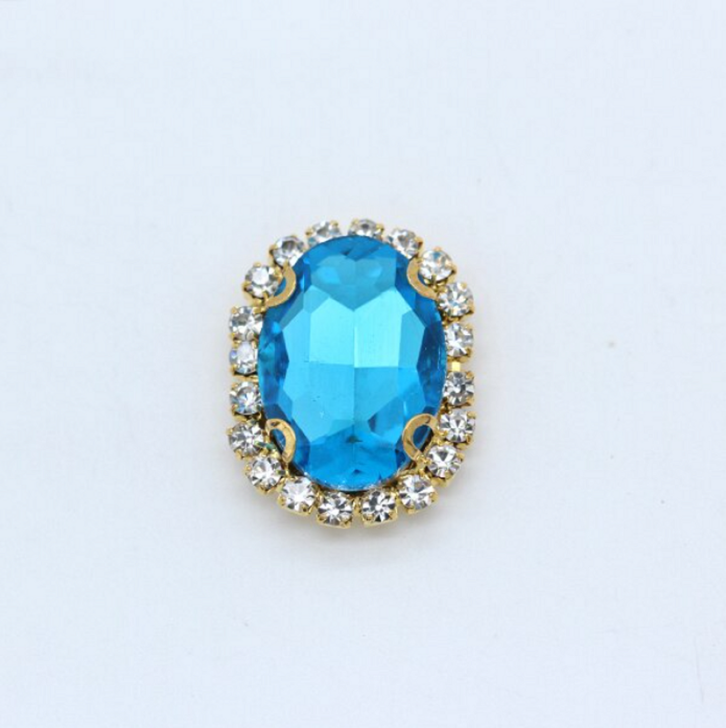 (S12G)  10 Pcs / 18 x 22mm / Gold Base Sew On Oval Crystal