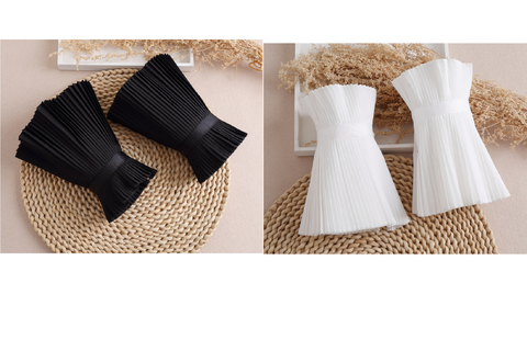 1 pair / Off White, black / Fake Chiffon Detachable Sleeve Cuffs, False Wrist Cuffs, Removable Wrist Cuffs  SC509(K)