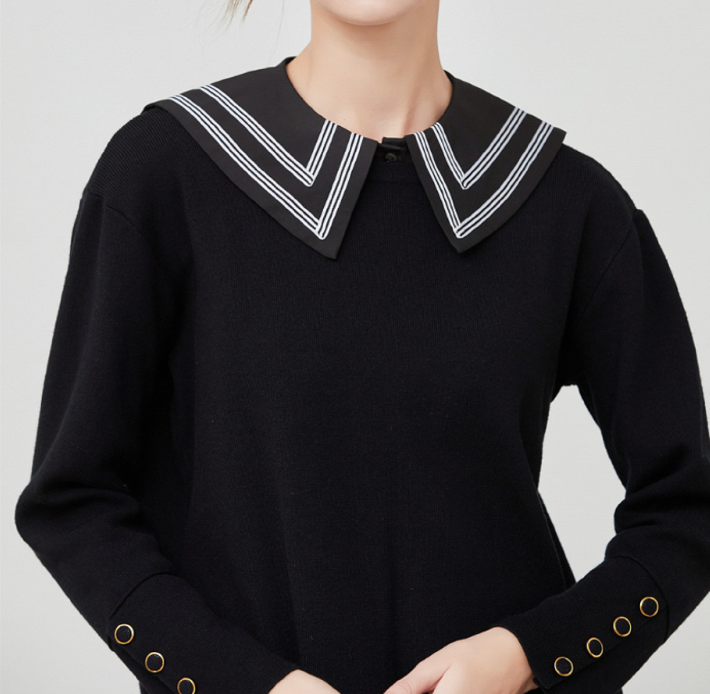 B2 / Off White, Black / Cotton Fake Collar, False Collar, Removable Collar