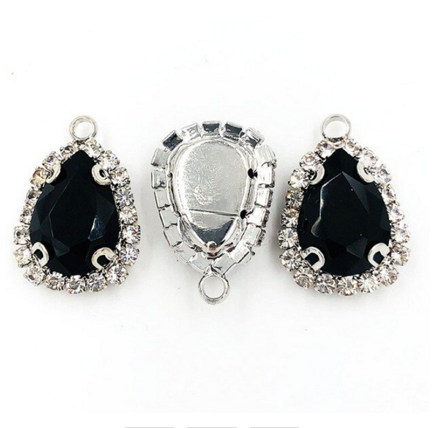 (P041S)  10 pcs / Single loop Silver base Flatback Sew On Teardrop Glass crystal