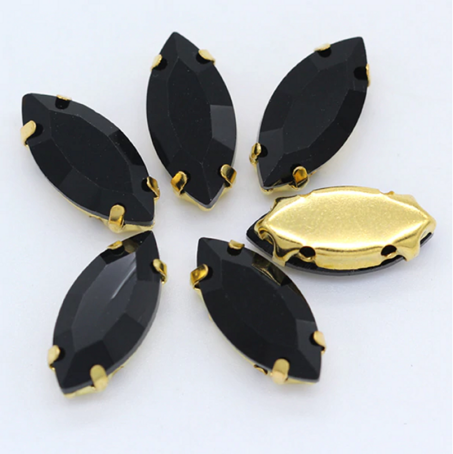 ( S18G)  50 Pcs / 10mm, 15mm / Sew On Gold Base Crystal Horse Eye