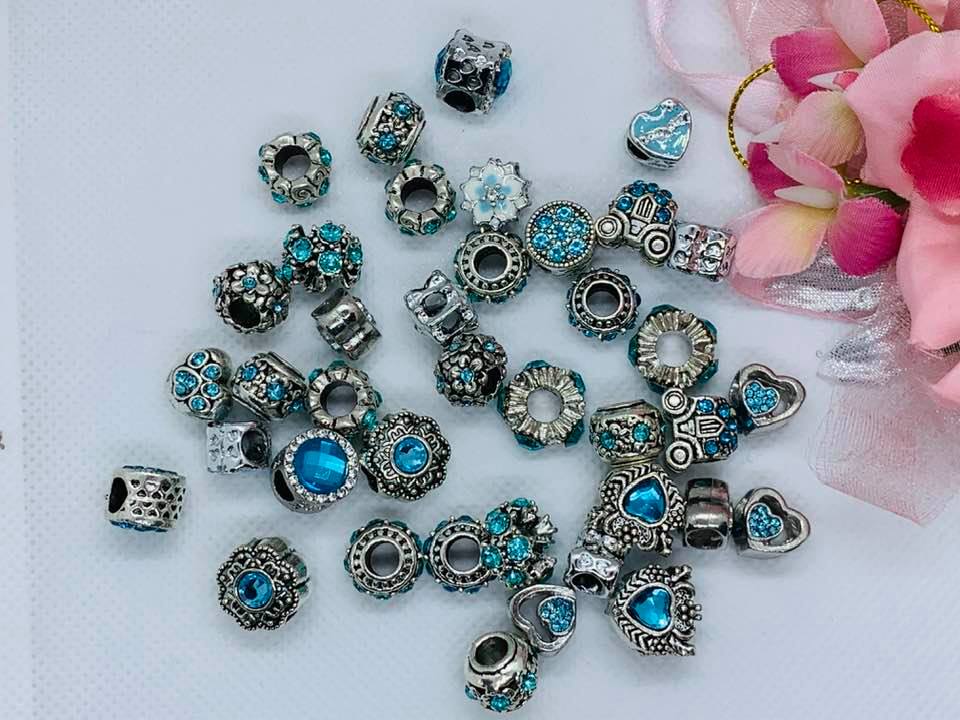 30 pcs Mixed Style Big Hole Tibetan Style Spacer Beads