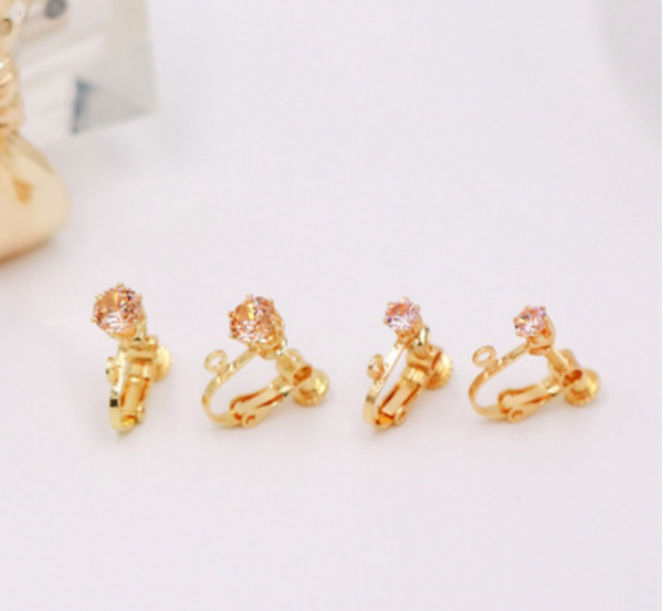 10 pcs / 4mm / Gold Plated Screw Back Crystal Earrings Hoop   EK34 (Gold)